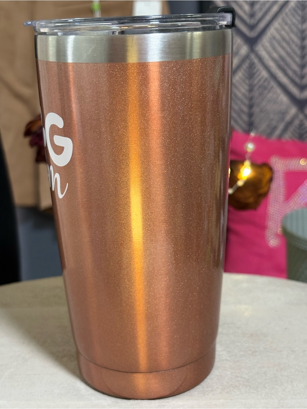 The "Dog Mom" ​​Stainless Steel Thermal Mug in Rose Gold 🐶 - Picture 5 of 16